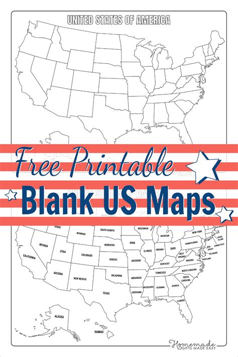 Free Printable Blank US Map (PDF Download)