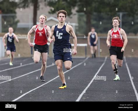 Track and Field action with Lake City vs Sandpoint High School in Coeur d'Alene, Idaho Stock ...