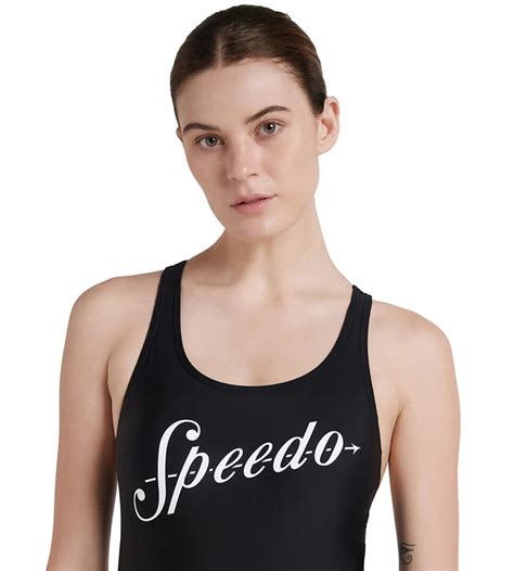 Buy Speedo Heritage Logo Racerback Black-White Swimwear Online | Speedo ...