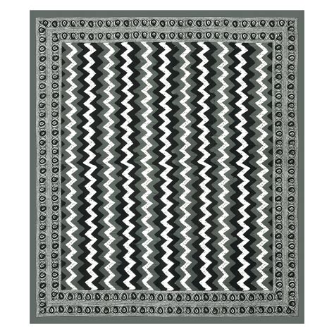 White Black Grey Zig-Zag Pattern Cotton Bedsheet – Double Bed Size ...