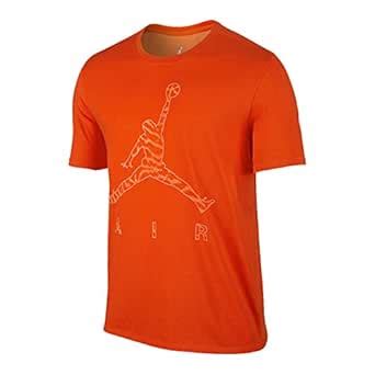 NIKE Men's Air Jordan Burnout Uomo Orange Crewneck Dri-Fit T-Shirt ...