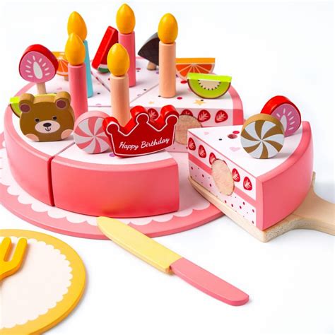 Cots and Cuddles Wooden Birthday Cake Pretend Play Toy for Kids ...