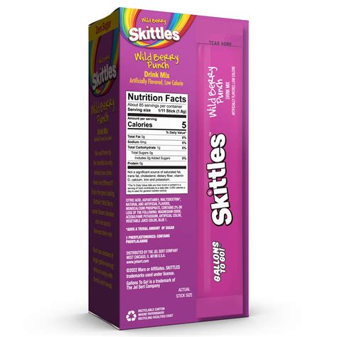 Skittles Sugar Free Wild Berry Punch Gallons-To-Go Powdered Drink Mix ...