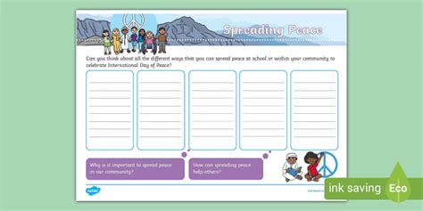 International Day of Peace Writing Activity KS1
