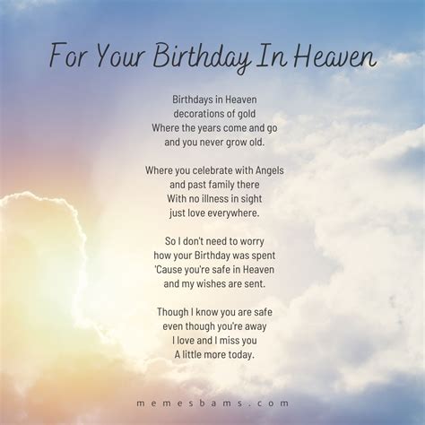 Happy Birthday In Heaven Poembirthday Wishes For Loved Ones In Heaven