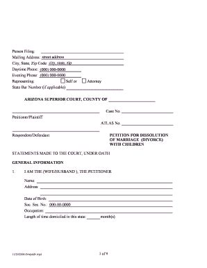 Divorce Papers Az - Fill and Sign Printable Template Online
