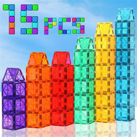 ToyDen 15-Piece Square Magnetic Tile Expansion Set - Build Endless ...