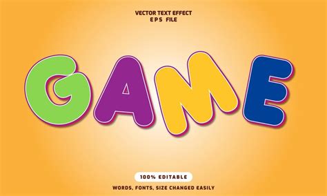 게임 단어 편집 가능한 3d 텍스트 효과 템플릿 세련된 글꼴 벡터 일러스트 레이 션 | 프리미엄 벡터