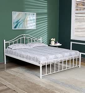Design HUB1 Metal Queen Bed in White Powder Coated Paint : Amazon.in ...
