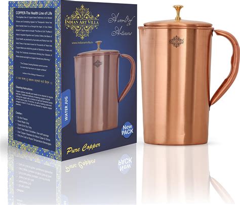 KK Once Copper Hast Kala Kendra Copper Jug with 2 Glass (2000Ml of Jug ...