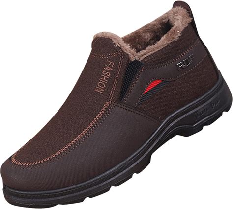 Mens Winter Snow Boots Comfortable Slip On Shoes Casual Warm Fur Lined ...