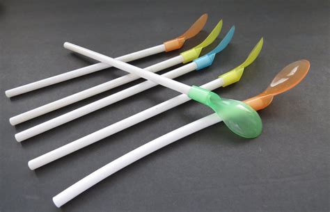 Long Handled Straws Spoons - Set of 6 Pastel - Reusable Plastic Ice ...
