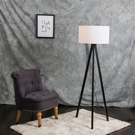 Modern Black Wood Tripod Floor Lamp Base