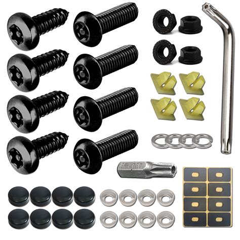 Black License Plate Bolts 4 BLACK Stainless Steel 1/4 20 Bolts License