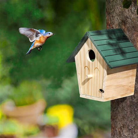 Amazon.com: Lifavor Wooden Bird Houses for Outside, Bluebird Nest ...