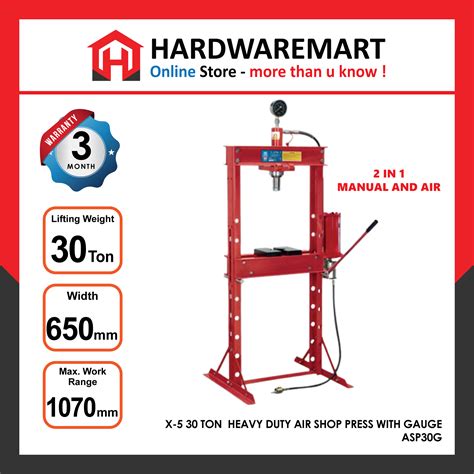 X5 30 Ton Heavy Duty Shop Press with Gauge (2 IN 1) | HardwareMart