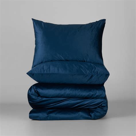 Velvet Navy Duvet Cover Set - 5 Pcs Set