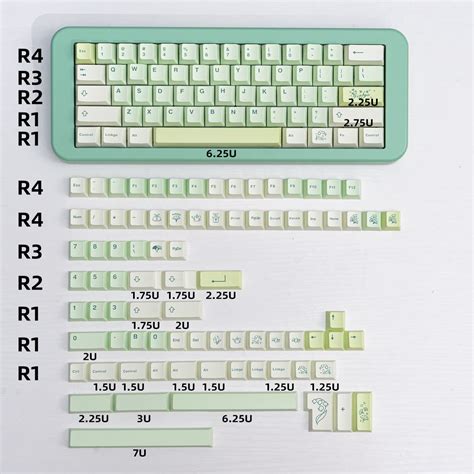 PBT Keycaps Ginkgo Light Green Keycaps Set 143 Keys Cherry Profile Cute ...