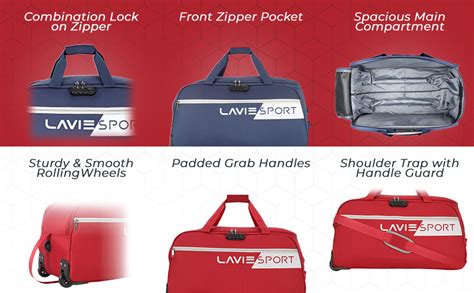 Buy Lavie Sport Polyester Anti Theft Combi Lock Camelot Wheel Duffle ...