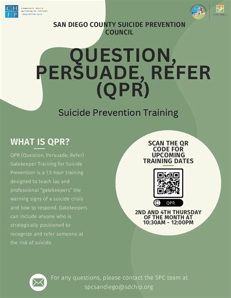 Question, Persuade, Refer (QPR) Training - Community Health Improvement Partners (CHIP)