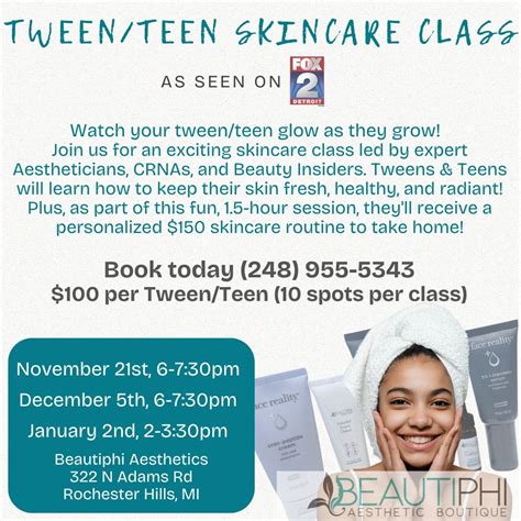 Tween/Teen Skincare Class (January Class), 322 N Adams Rd, Rochester ...