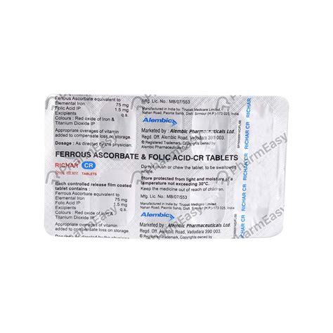 Richar Cr Strip Of 10 Tablets: Uses, Side Effects, Price & Dosage ...