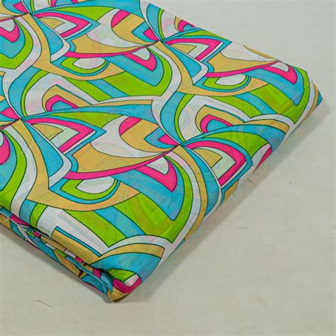 Premium White with multi Colour Cotton Cambric Printed Fabric Fabric ...