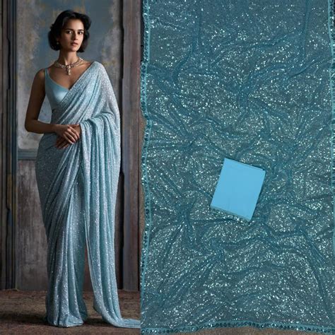 Fabulous Khichdi Sequence Embroidery Work Sky Blue Color Saree ...