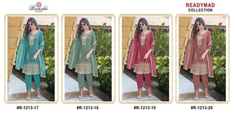 R 1213-17-20 Abcd Ramsha Simmer Pakistani Readymade Suits Wholesale Ra ...