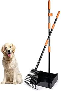 TNELTUEB Extra Large Dog Pooper Scooper, Metal Pet Poop Tray & Rake Set ...