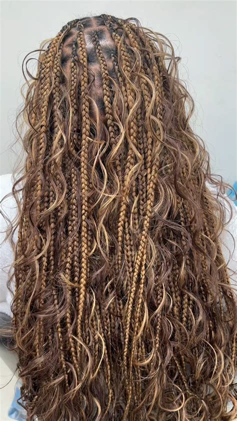 Boho knotless braids in 2025 | Quick braided hairstyles, Box braids ...