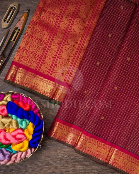 Maroon Pure Zari Kanjivaram Silk Saree-SP242 – Pashudh Sarees