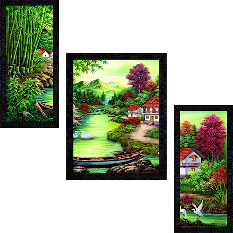 pnf Poster And Frames Hand Painted Landscape Scenery With Acrylic Sheet ...