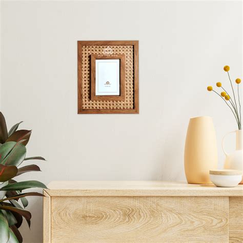 Mid Cen Mod | Natural Cane Rattan Photo Frame | Arty Tales by Swathy
