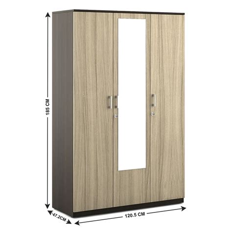 Buy Helios Lawrence 3-Door Wardrobe with Mirror - Beige from Helios by ...