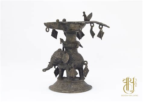 Dhokra Art Elephant Figure Oil Lamp – Vayu - Design for living