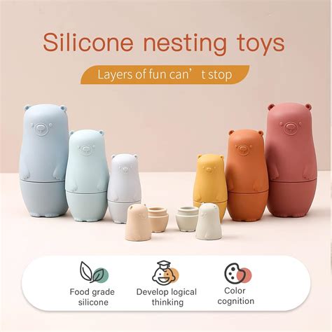Buy Macabaka 8 Pieces Silicone Bear Shaped Nesting Dolls, Cute ...
