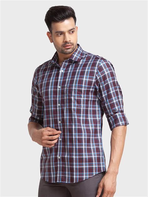 Colorplus Men Blue Checks Tailored Fit Cotton Casual Shirt – MyRaymond