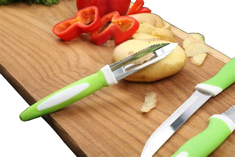2211 Stainless Steel Knife & Peeler Set with Stand - 6 Pcs - DeoDap