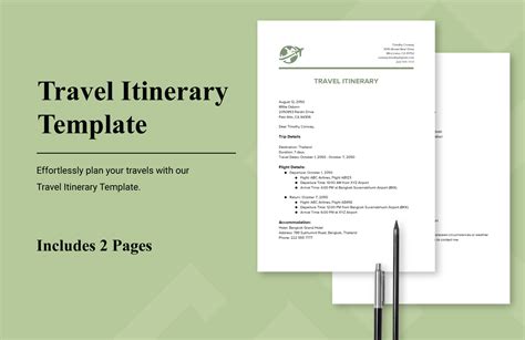 Travel Itinerary Template in Word, PDF, Google Docs - Download ...