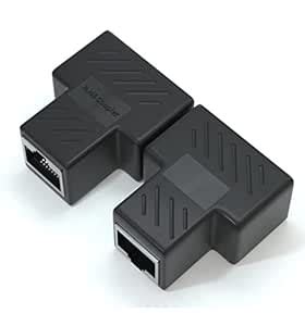 2 pcs RJ45 Splitter Adapter 1 to 2 Dual Female Port 8P8C Extender Plug ...