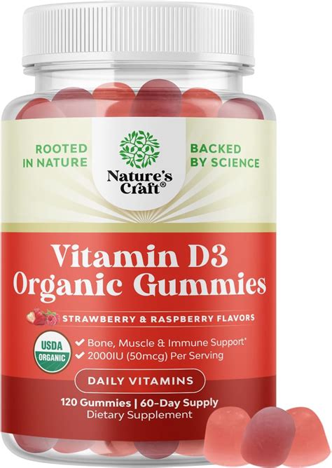 Amazon.com: Organic Vitamin D Gummies for Adults - Daily Immune Support Gummies with Vegan ...