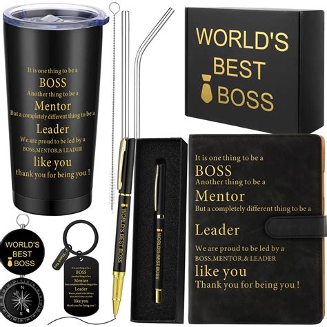 Amazon.com | 6 Pcs World's Best Boss Gifts for Men World's Best Boss Mug Set Christmas Birthday ...