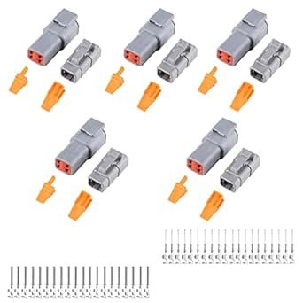 MUYI DTM Connector Kit, 5 Sets 4 Pin IP67 Waterproof Connector DTM04-4P ...