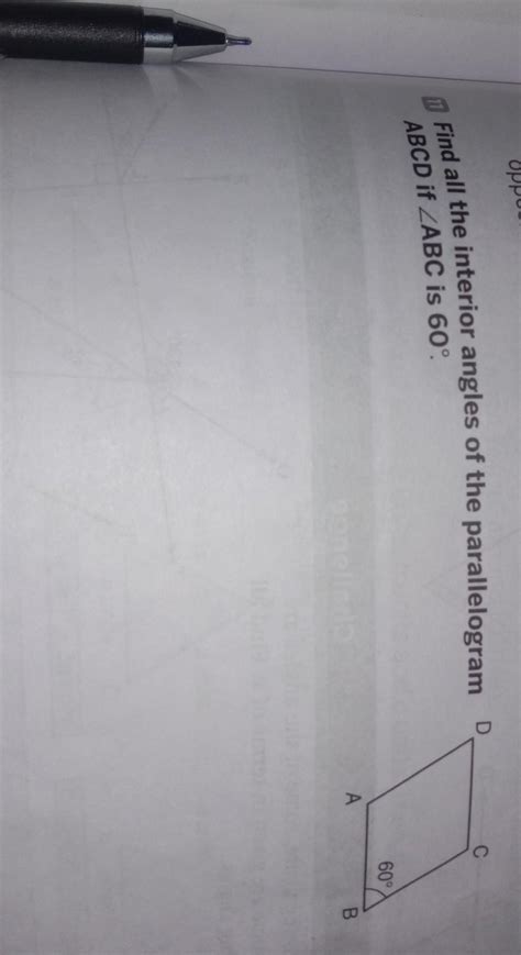 find all the interior angles of the parallelogram ABCD if