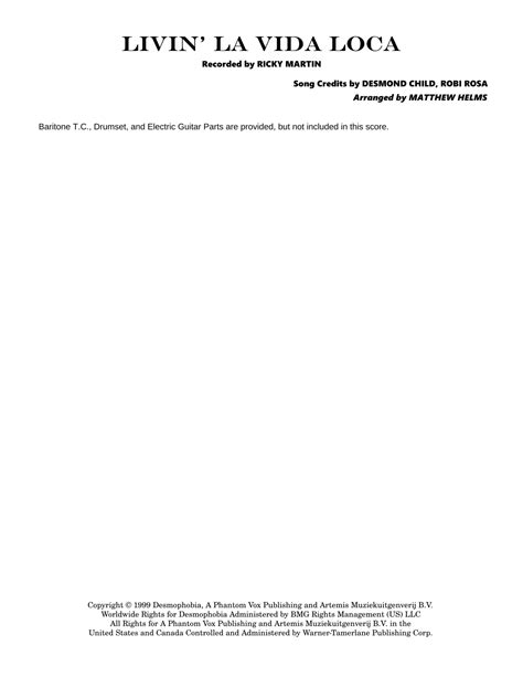 Livin' La Vida Loca (arr. Matthew Helms) von Ricky Martin Noten zum ...