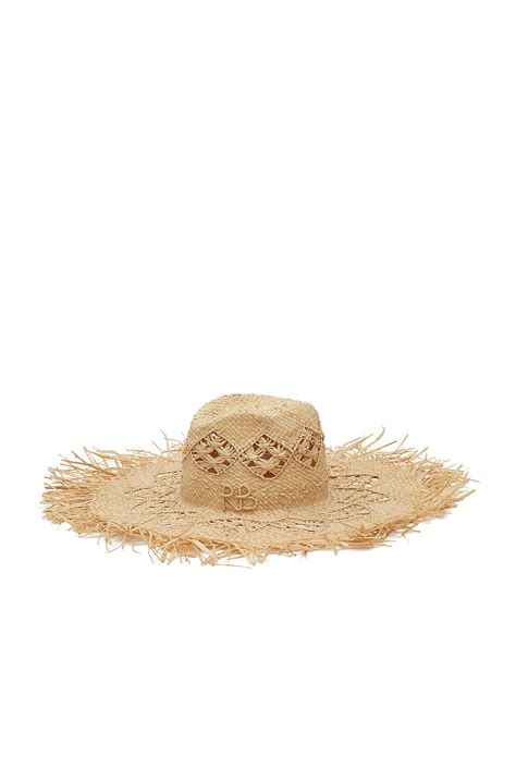 Ruslan Baginskiy Monogram Embellished Wide Brim Hat in Natural Straw ...