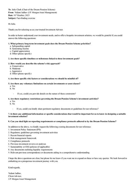 Email Questionnaire (Vedant Jadhav) - To: Julie Clark (Chair of the ...