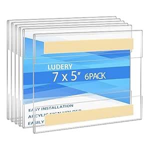 Ludery Acrylic Sign Holder 5x7 Horizontal Wall Mount Sign Holder Memo ...
