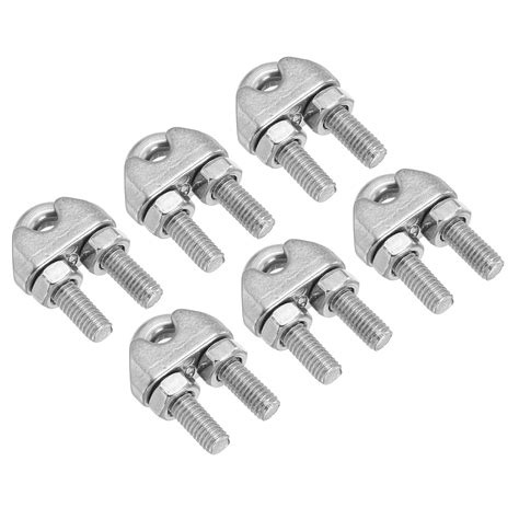 PATIKIL 1/4" / 6mm Wire Rope Cable Clip Clamp, 6Pcs M6 304 Stainless ...